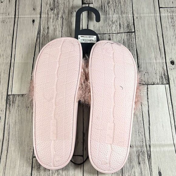INC International Concept Women's Fur Slippers Slide Open Toe Pink XL 11/12 - Picture 4 of 5